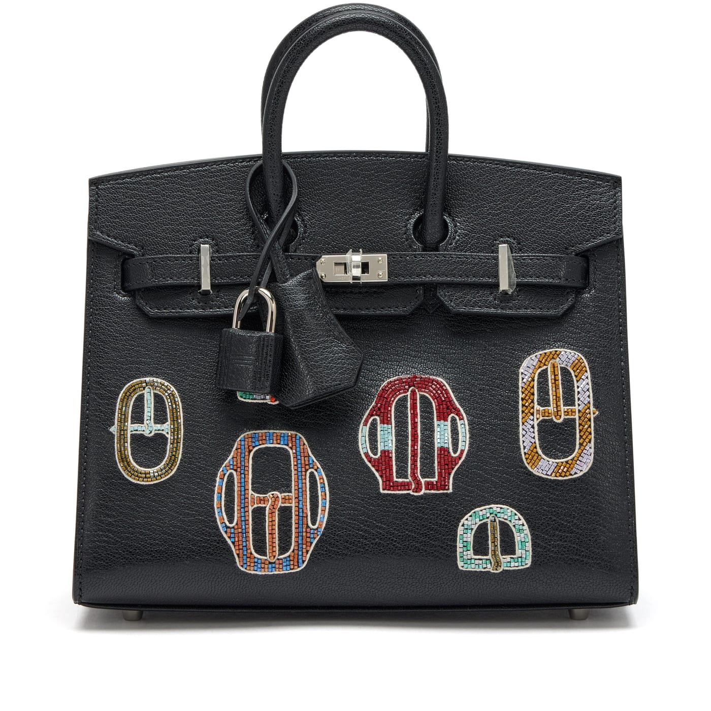 徽章刺繡釘珠 Birkin 20 同款。圖片：Sotheby's。