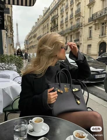 經典老錢風，黑色金扣Birkin 25