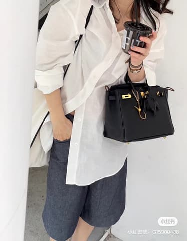 經典老錢風，黑色金扣Birkin 25