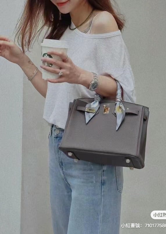 皮面乾淨無紋的錫器灰 Birkin 25
