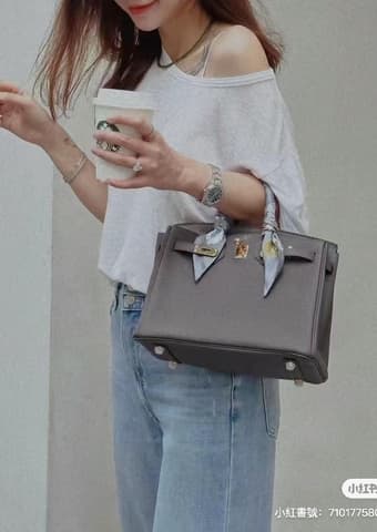 皮面乾淨無紋的錫器灰 Birkin 25