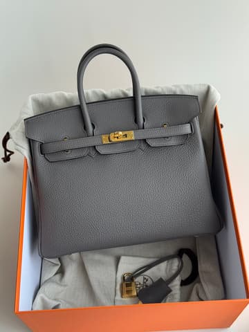 皮面乾淨無紋的錫器灰 Birkin 25