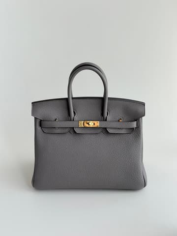 皮面乾淨無紋的錫器灰 Birkin 25