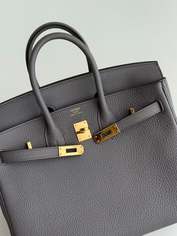 皮面乾淨無紋的錫器灰 Birkin 25