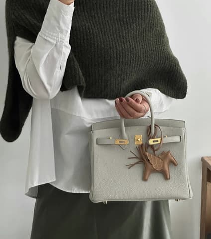 未使用閒置新80 珍珠灰金扣 Birkin 25 Togo 皮 金扣
