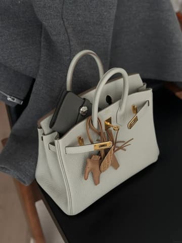 未使用閒置新80 珍珠灰金扣 Birkin 25 Togo 皮 金扣