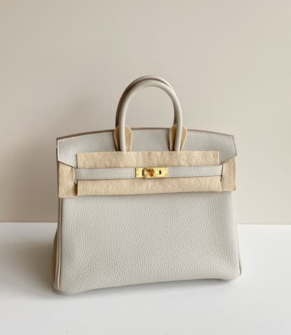 未使用閒置新80 珍珠灰金扣 Birkin 25 Togo 皮 金扣