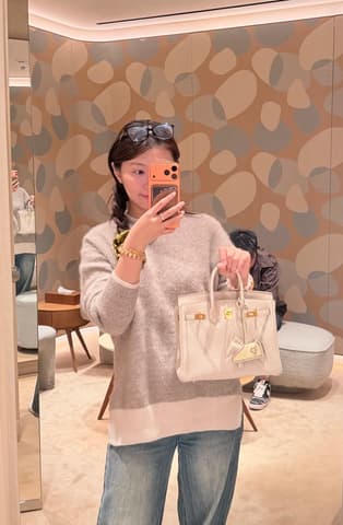 未使用閒置新奶昔白銀扣 Birkin 25