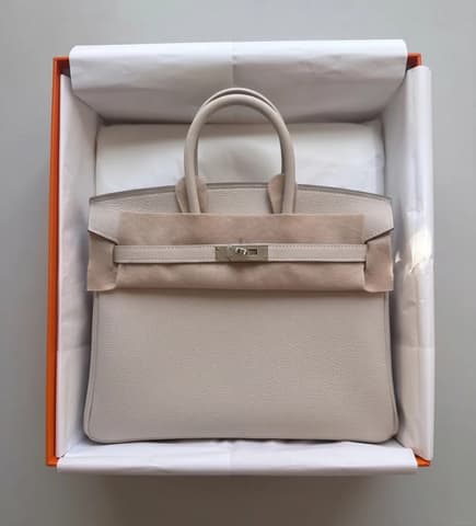 未使用閒置新奶昔白銀扣 Birkin 25