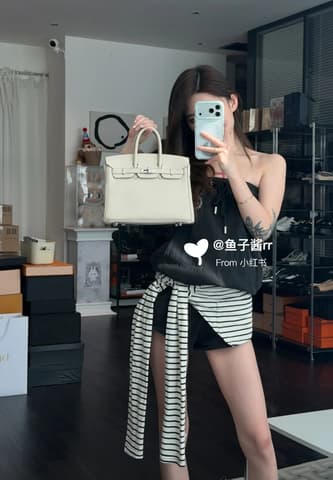未使用閒置新奶昔白銀扣 Birkin 25