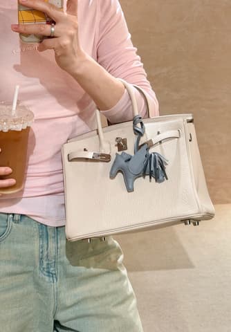 未使用閒置新奶昔白銀扣 Birkin 25