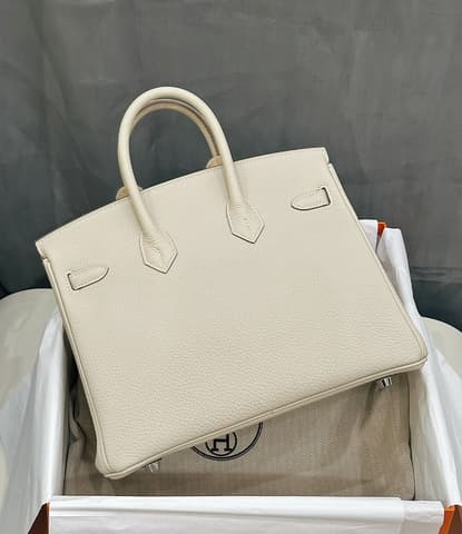 未使用閒置新奶昔白銀扣 Birkin 25