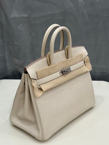 未使用閒置新奶昔白銀扣 Birkin 25