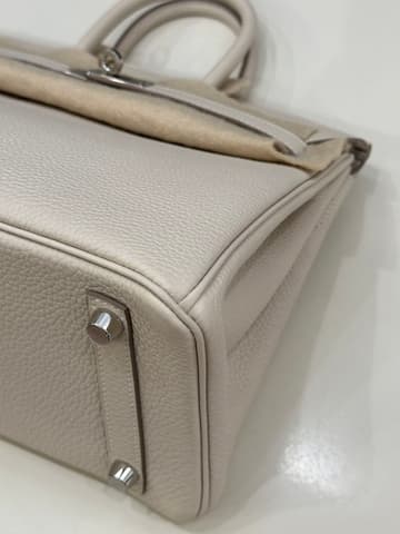未使用閒置新奶昔白銀扣 Birkin 25