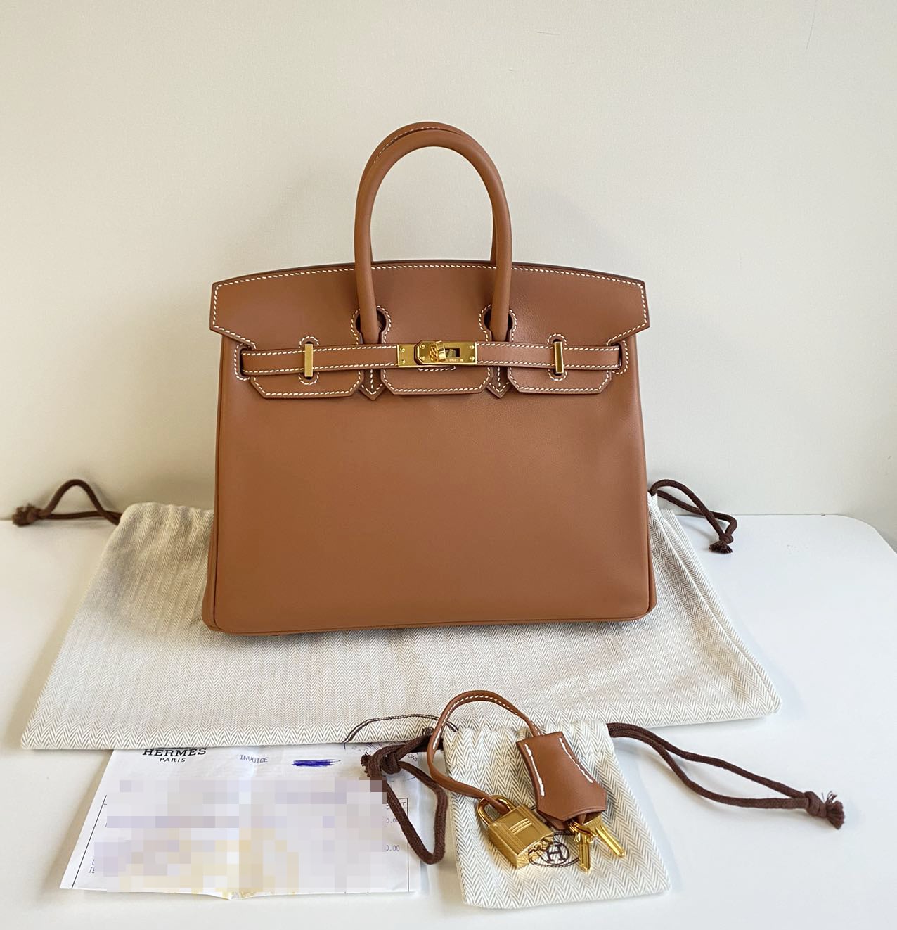 二手 97－98 新金棕色金扣 Birkin 25