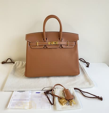 二手 97－98 新金棕色金扣 Birkin 25