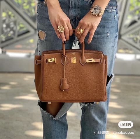 二手 97－98 新金棕色金扣 Birkin 25