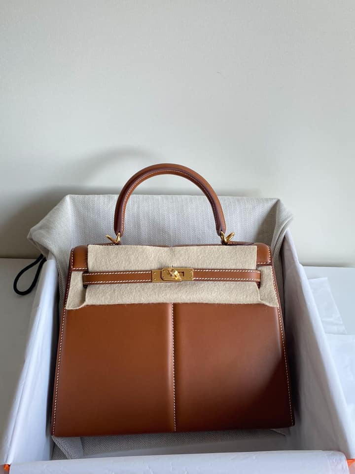 二手99新全配馬鞍皮原色金扣Kelly25 Padded