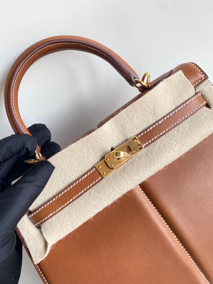 二手99新全配馬鞍皮原色金扣Kelly25 Padded