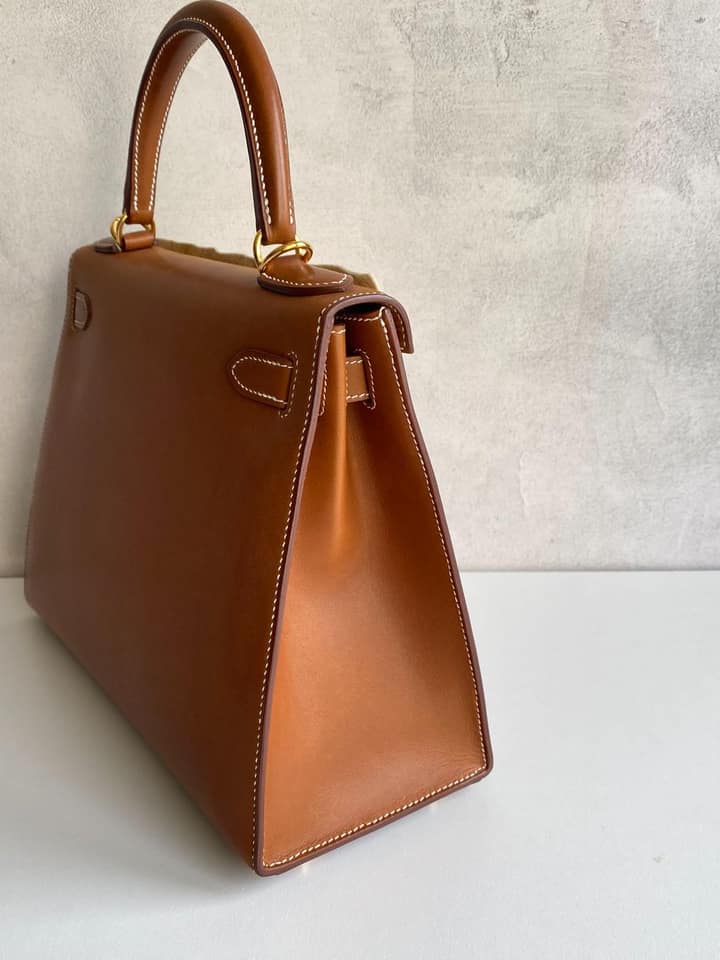 二手98新馬鞍皮原色金扣外縫Kelly28