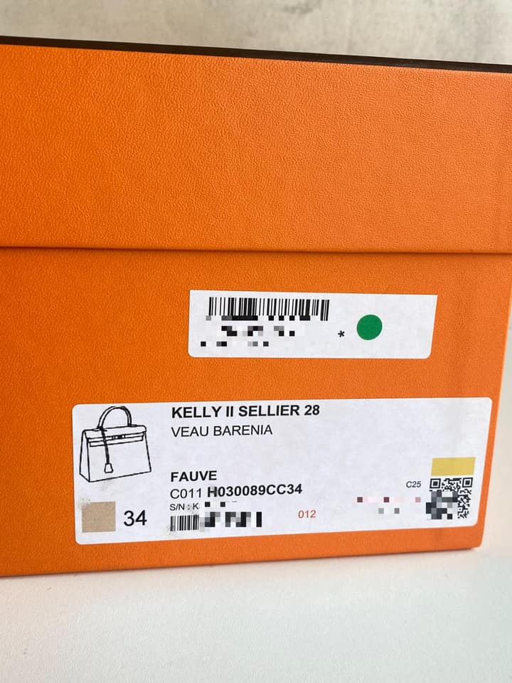 二手98新馬鞍皮原色金扣外縫Kelly28