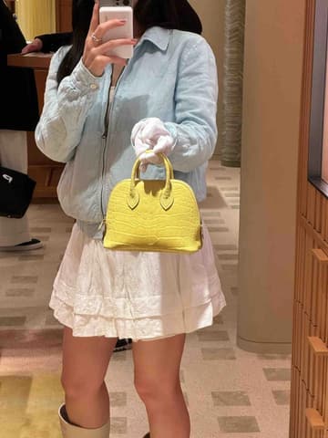 Mini Bolide 霧面方塊鱷魚皮 銀扣