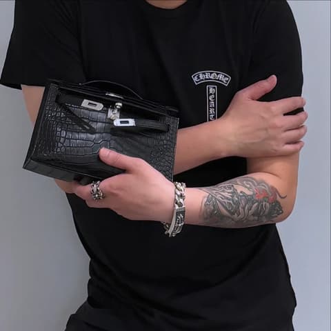 Mini Kelly 霧面方塊鱷魚皮