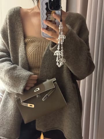 全新全配大象灰銀扣 Kelly Pochette