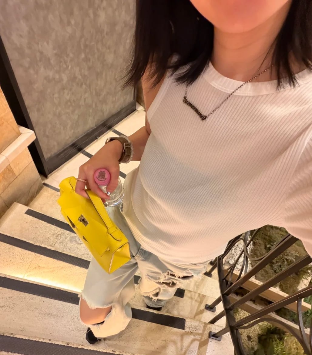 二手 98－99 新檸檬黃銀扣 Kelly Pochette 檸檬黃 Swift 皮 銀扣