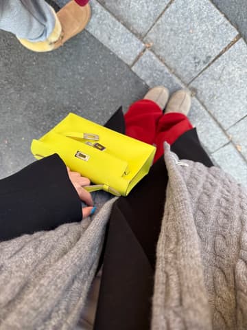 二手 98－99 新檸檬黃銀扣 Kelly Pochette 檸檬黃 Swift 皮 銀扣