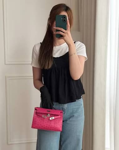 閒置新E5 糖果粉金扣 Kelly Pochette