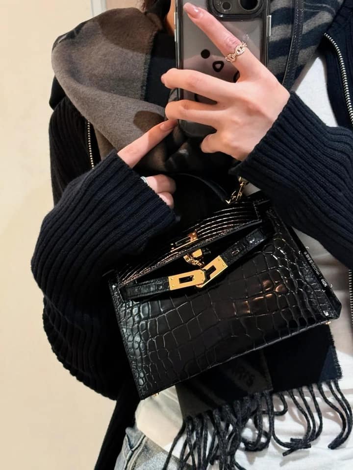 黑金亮面鱷魚 Mini Kelly 2代