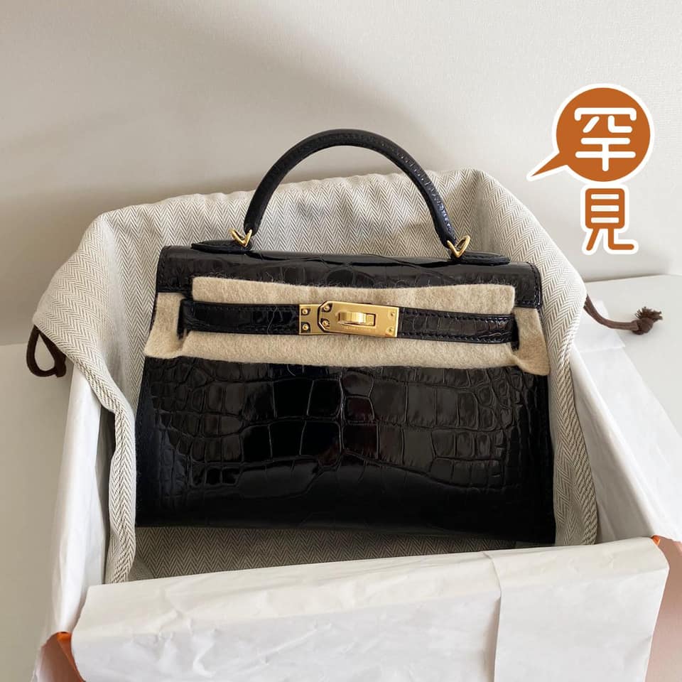 黑金亮面鱷魚 Mini Kelly 2代