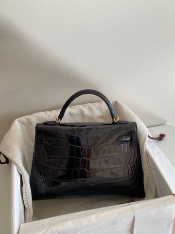 黑金亮面鱷魚 Mini Kelly 2代