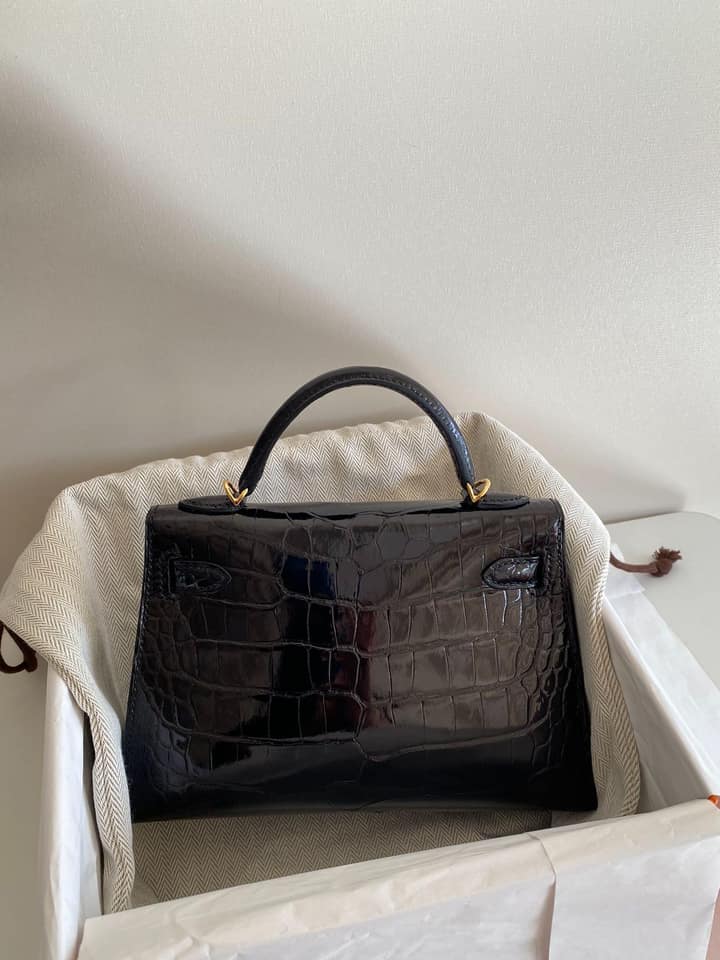 黑金亮面鱷魚 Mini Kelly 2代