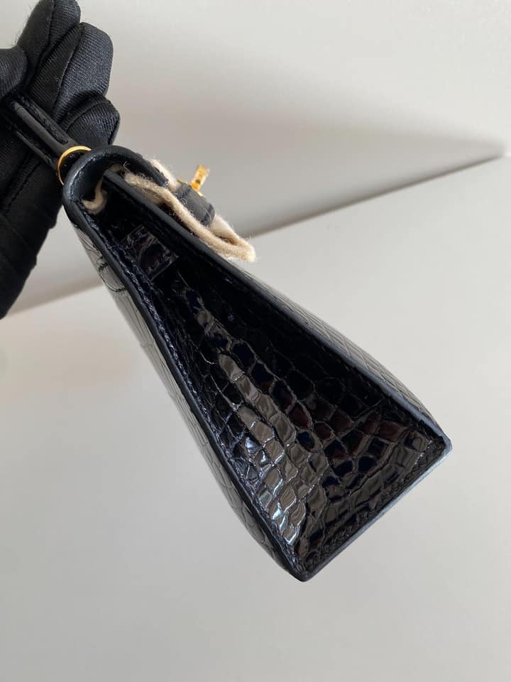 黑金亮面鱷魚 Mini Kelly 2代