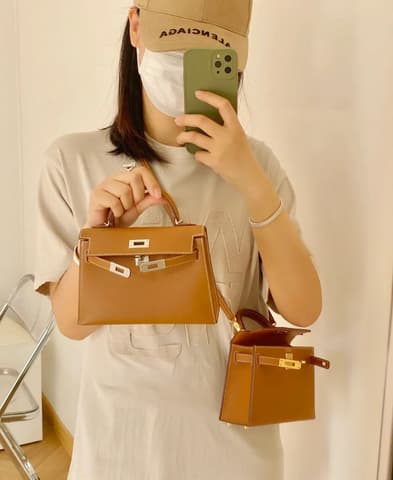 全新全配金棕色金扣 Mini Kelly 二代 Epsom 皮 金扣