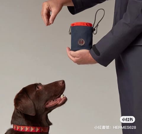 全新海軍藍寵物零食收納包 帆布拼皮